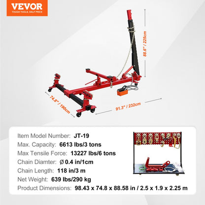 JT-19 - 3-Ton Auto Body Frame Puller with Multi-Directional Adjustment