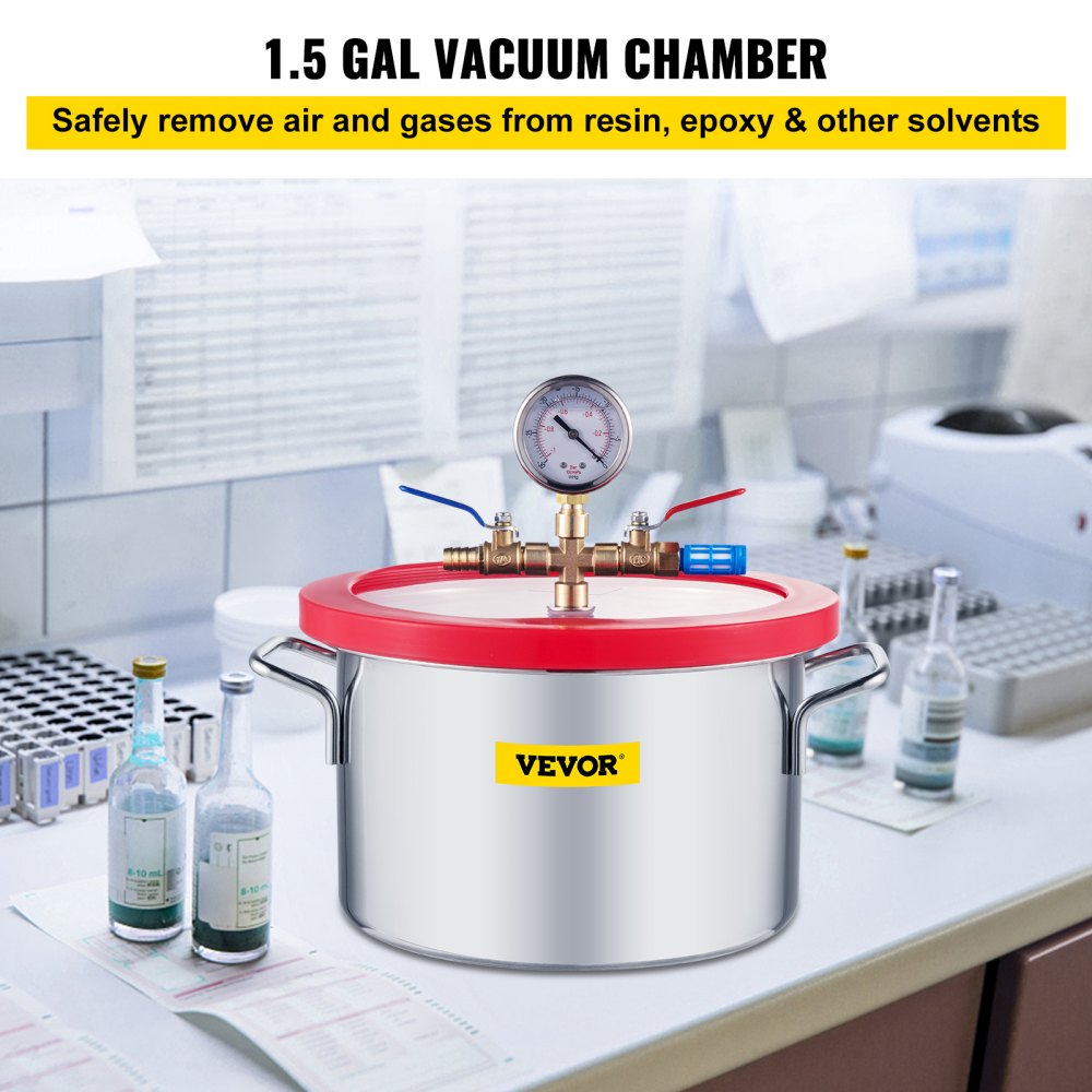 010913734692 - 1.5-Gallon Stainless Steel Vacuum Chamber for Durability