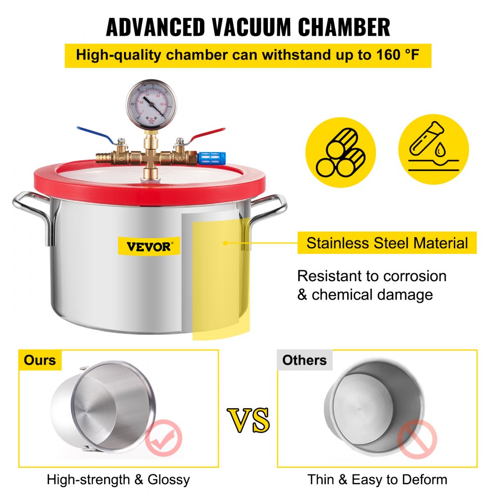 010913734692 - 1.5-Gallon Stainless Steel Vacuum Chamber for Durability