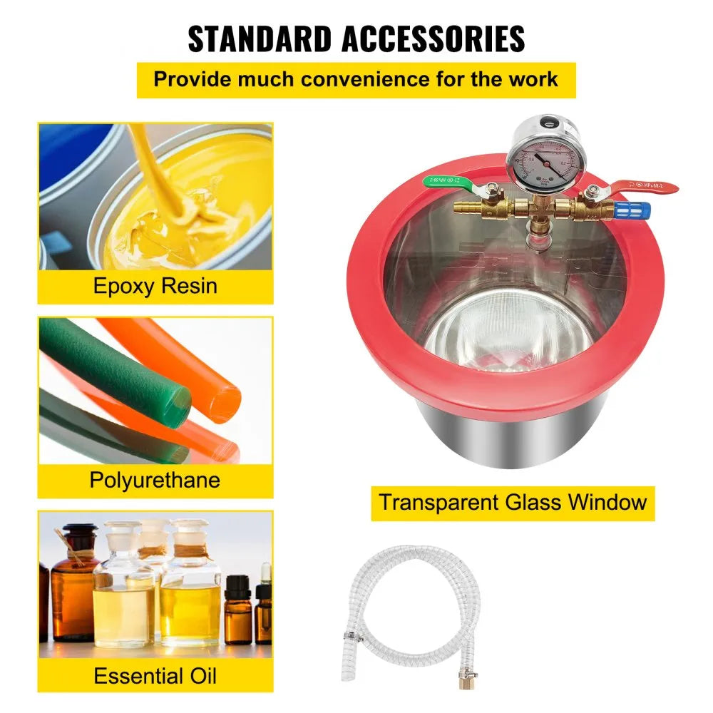 010139249738 - 1.5 Gal Vacuum Chamber Kit with 2.5 CFM Pump