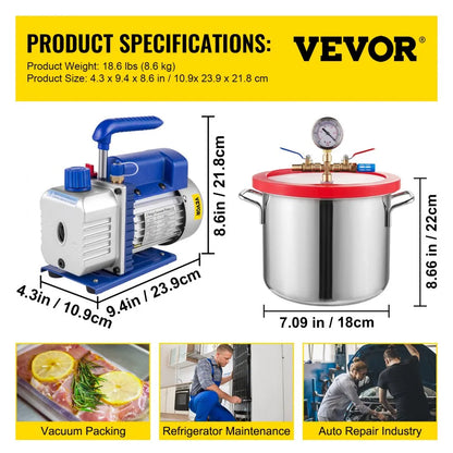 010139249738 - 1.5 Gal Vacuum Chamber Kit with 2.5 CFM Pump