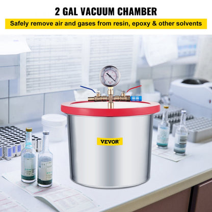 Vacuum Chamber - 2 Gallon Stainless Steel with Clear Observation Window