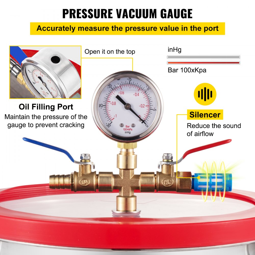 Vacuum Chamber - 2 Gallon Stainless Steel with Clear Observation Window