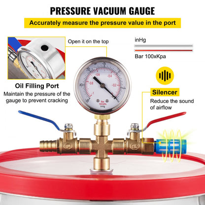 Vacuum Chamber - 2 Gallon Stainless Steel with Clear Observation Window