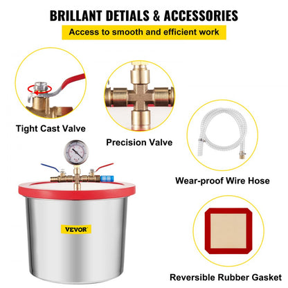 Vacuum Chamber - 2 Gallon Stainless Steel with Clear Observation Window
