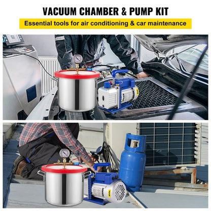 010229563823 - 1.5 Gallon Vacuum Chamber Kit with 3 CFM Pump