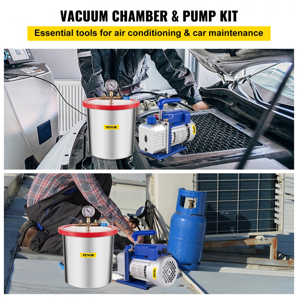 010972765531 - 3 Gallon Stainless Steel Vacuum Chamber with 3 CFM Pump
