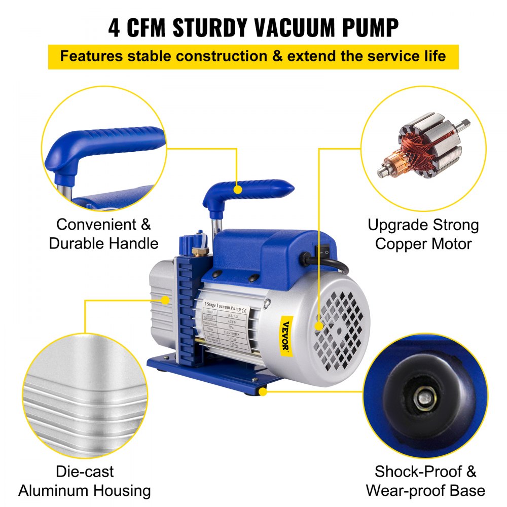 010407364343 - VEVOR 2-Gallon Vacuum Chamber & 4CFM Pump for Degassing
