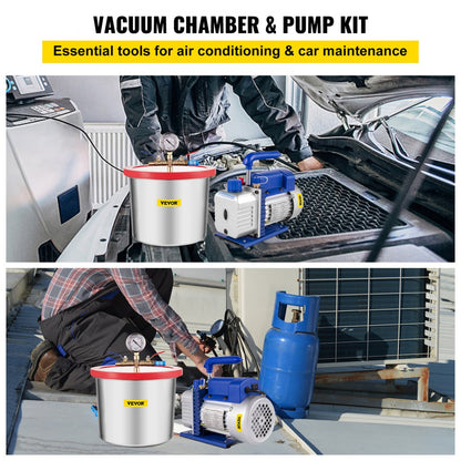 010284829377 - 2 Gallon Vacuum Chamber with Cooling Fan & 5 CFM Pump