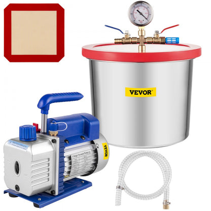 010284829377 - 2 Gallon Vacuum Chamber with Cooling Fan & 5 CFM Pump