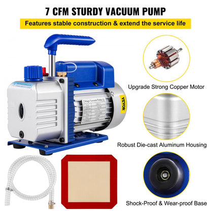 010820235428 - Lightweight 7 CFM Aluminum Vacuum Pump for Automotive and HVAC