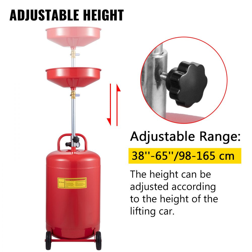 917-02 - 20 Gallon Steel Waste Oil Drain Tank with Adjustable Pressure