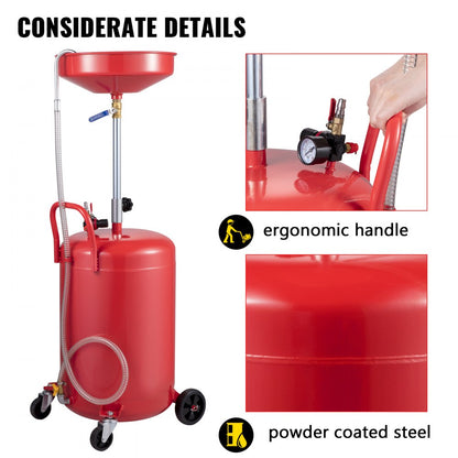 917-02 - 20 Gallon Steel Waste Oil Drain Tank with Adjustable Pressure