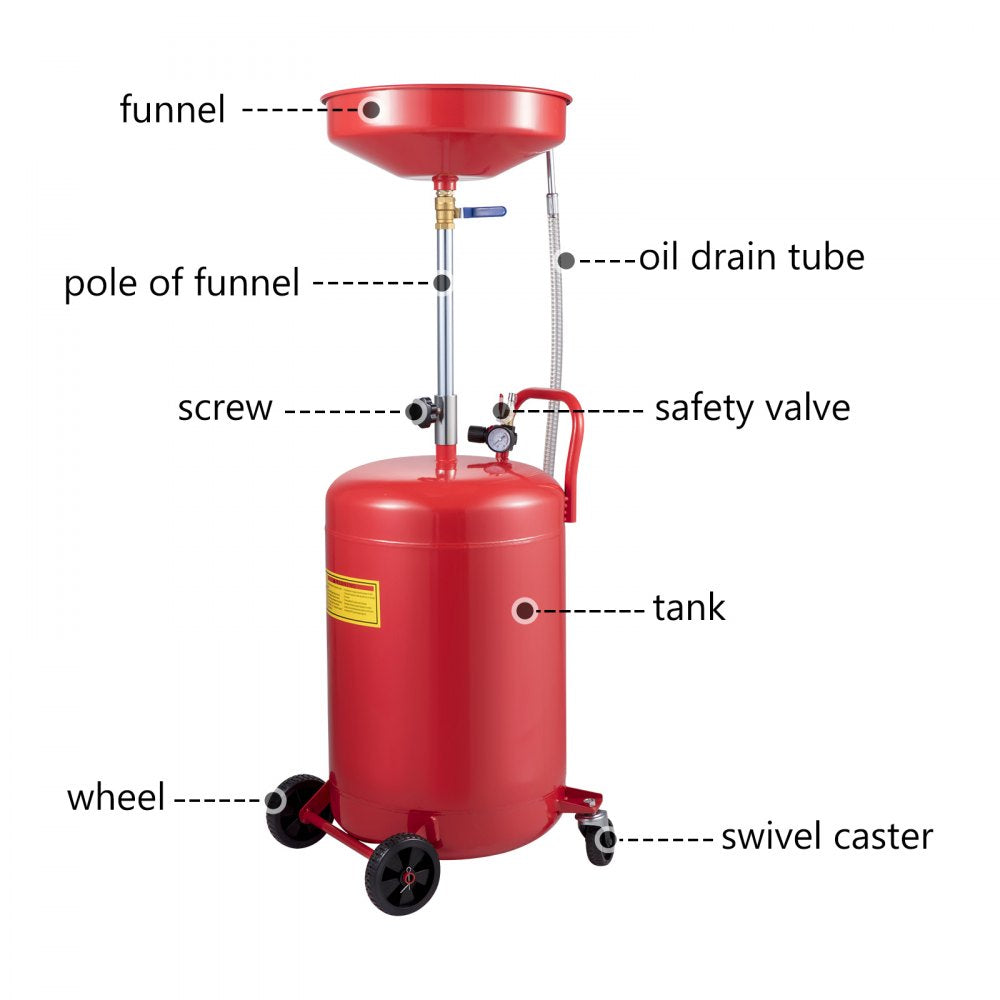 917-02 - 20 Gallon Steel Waste Oil Drain Tank with Adjustable Pressure