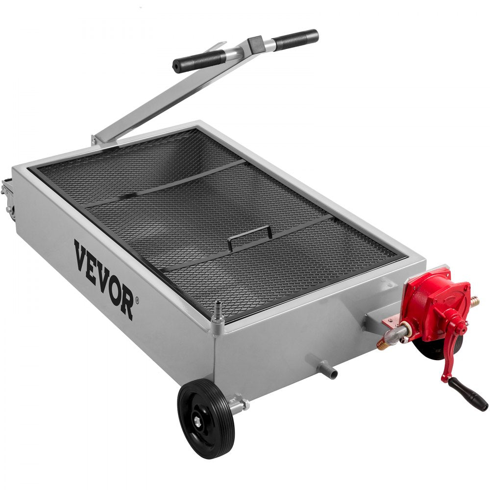 010117338165 - 15 Gallon Steel Oil Drain Pan with Pump & Locking Casters
