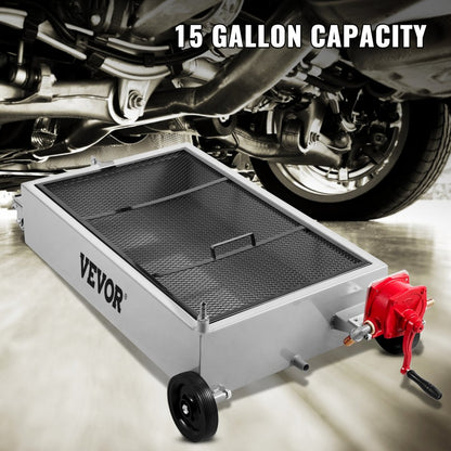 010117338165 - 15 Gallon Steel Oil Drain Pan with Pump & Locking Casters