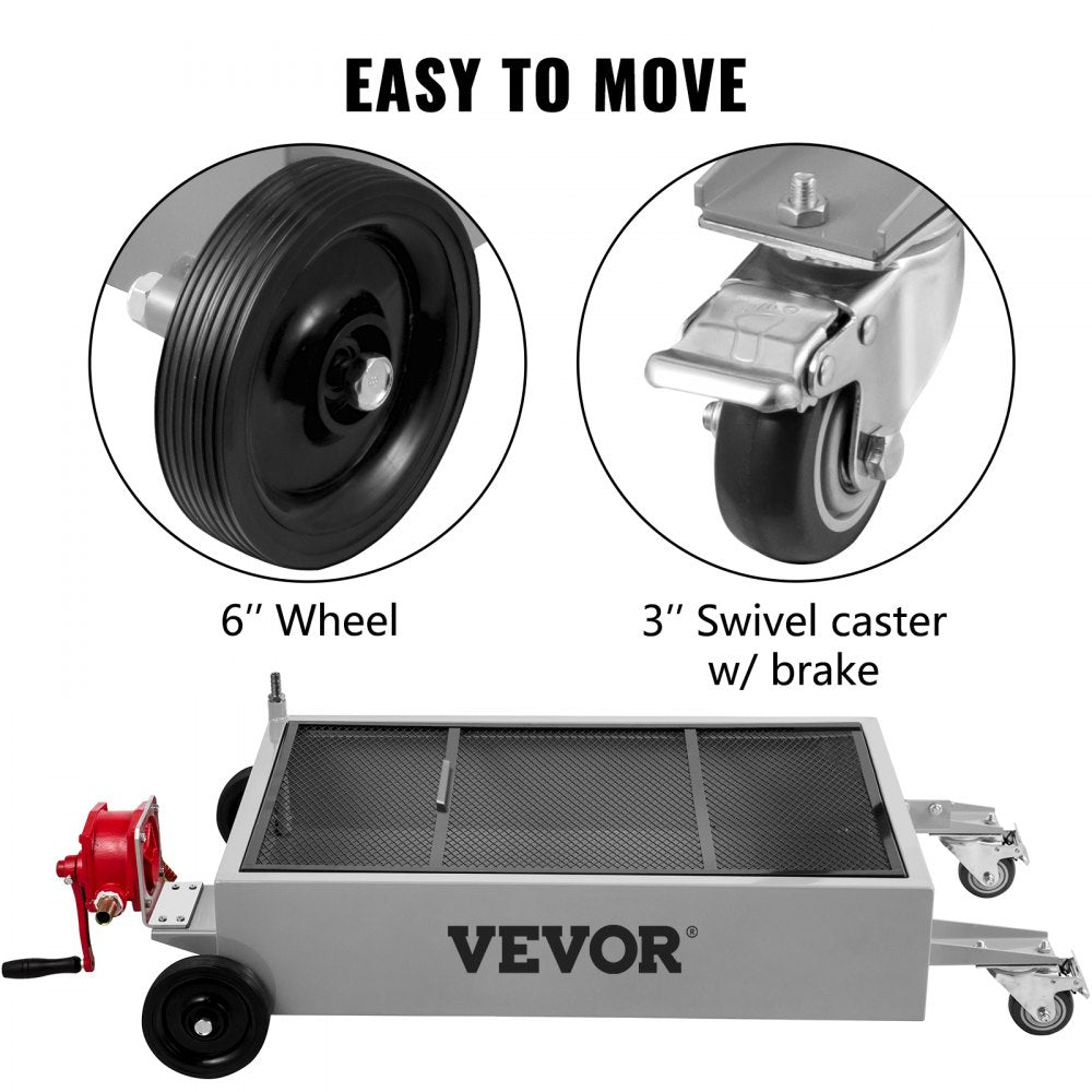 010117338165 - 15 Gallon Steel Oil Drain Pan with Pump & Locking Casters