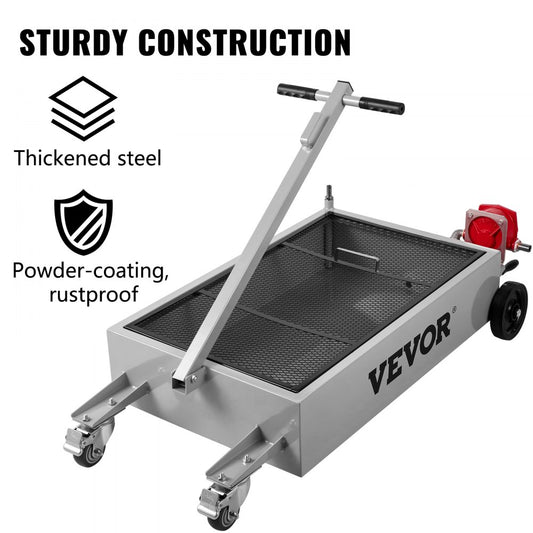 010117338165 - 15 Gallon Steel Oil Drain Pan with Pump & Locking Casters