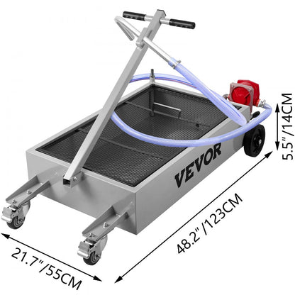 010117338165 - 15 Gallon Steel Oil Drain Pan with Pump & Locking Casters