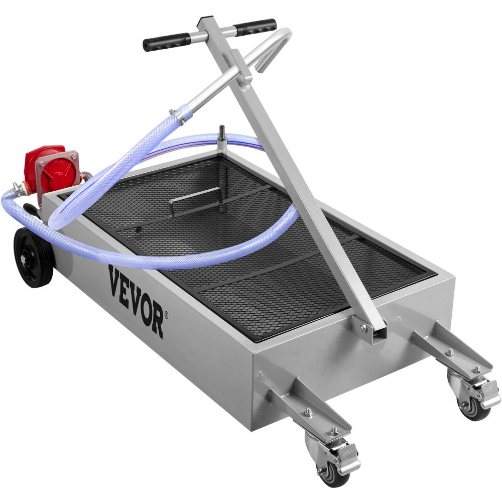 010117338165 - 15 Gallon Steel Oil Drain Pan with Pump & Locking Casters