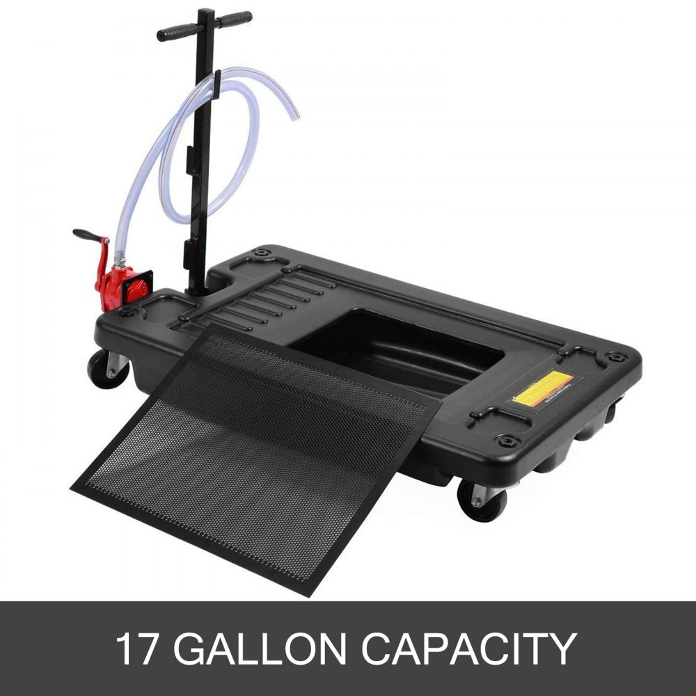 010734895749 - 17 Gallon Low-Profile Oil Drain Pan with Pump and Casters