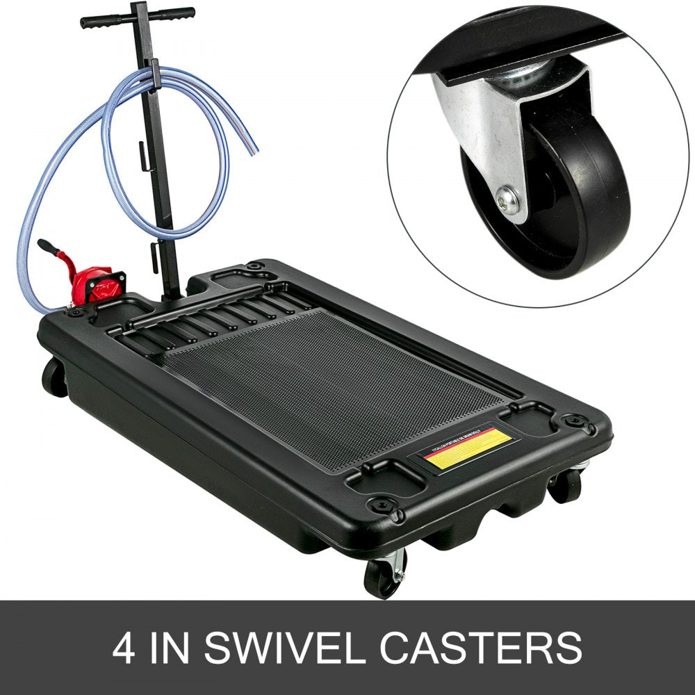 010734895749 - 17 Gallon Low-Profile Oil Drain Pan with Pump and Casters