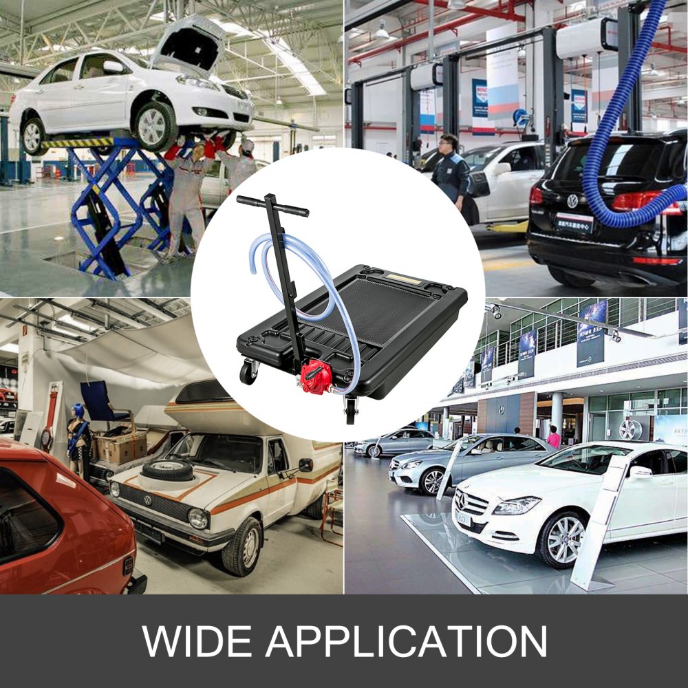 010734895749 - 17 Gallon Low-Profile Oil Drain Pan with Pump and Casters