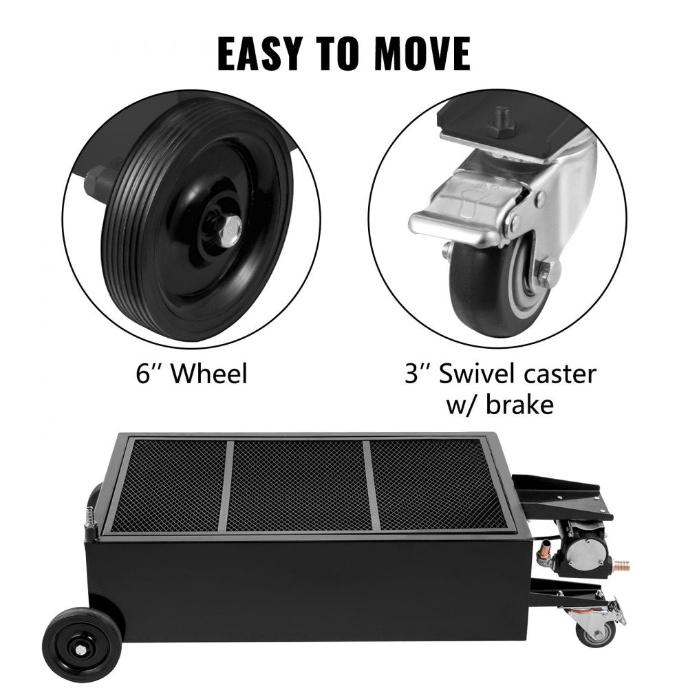 010358073982 - 25-Gallon Oil Drain Pan with Pump & Locking Casters