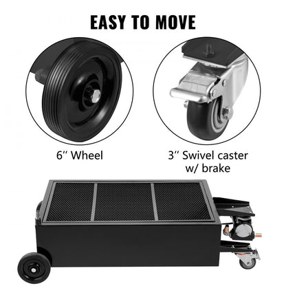 010358073982 - 25-Gallon Oil Drain Pan with Pump & Locking Casters