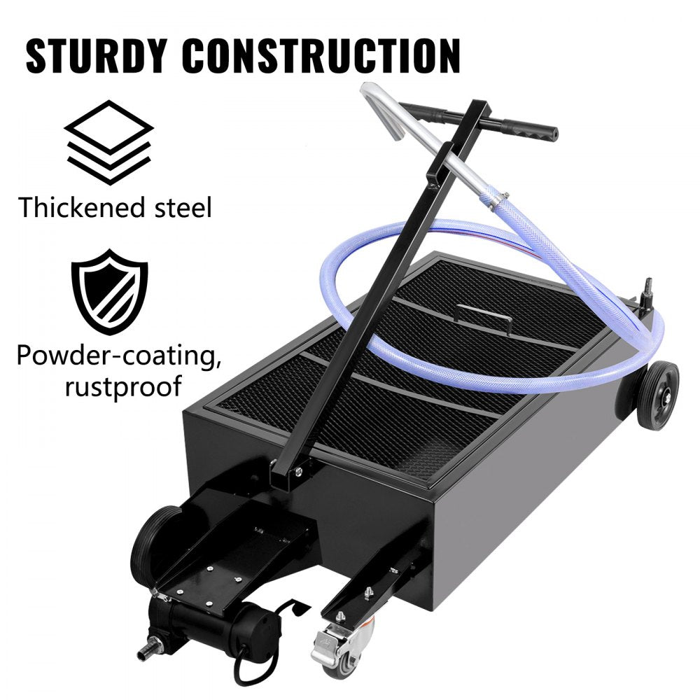 010358073982 - 25-Gallon Oil Drain Pan with Pump & Locking Casters