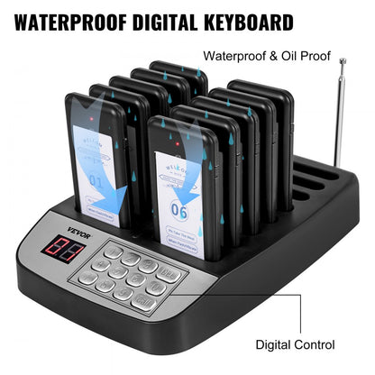 F100 - 10-Pager Wireless Calling System with 98 Channels for Restaurants