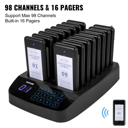 F101 - 98-Channel Restaurant Pager System with 300-500m Range