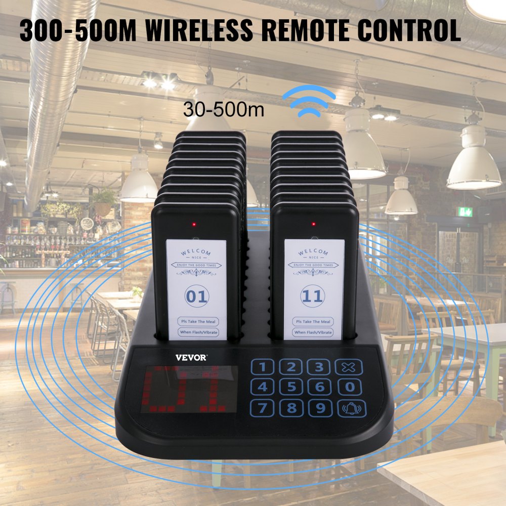 F103 - 20 Wireless Pagers for Quick Calling System, 98 Channel Range