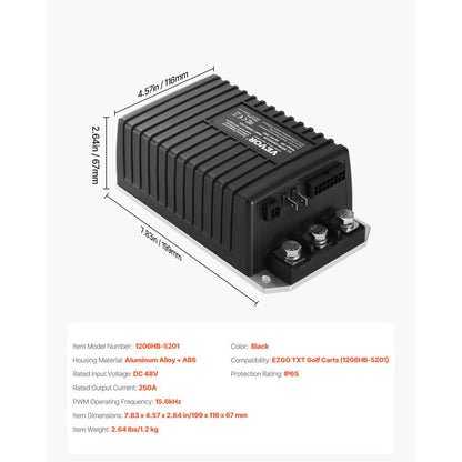 1206HB-5201 - EZGO 48V 250A Golf Cart Speed Controller, Easy Install