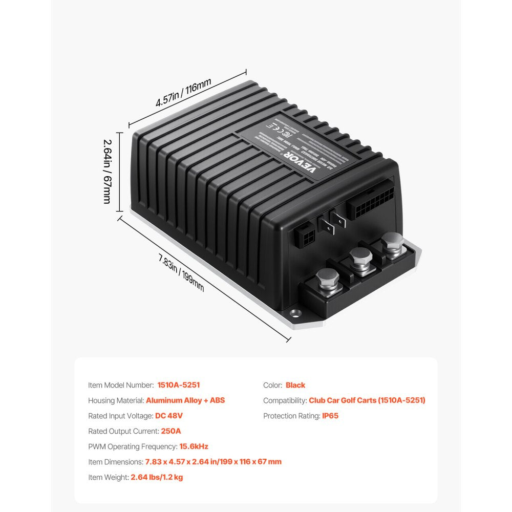 1510A-5251 - 48V Golf Cart Speed Controller with IP65 Waterproofing