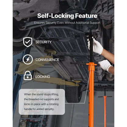 US076 - 3/4 Ton Steel Underhoist Stand, Height 38.4" - 75.4" Adjustable
