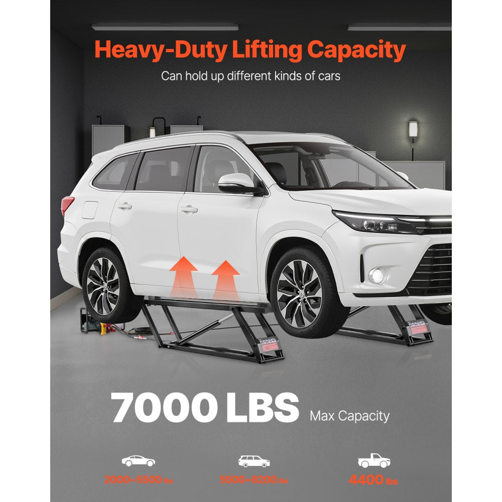 EZJG7000A - 29.4" Adjustable Car Lift, 7000 lbs Capacity with Remote