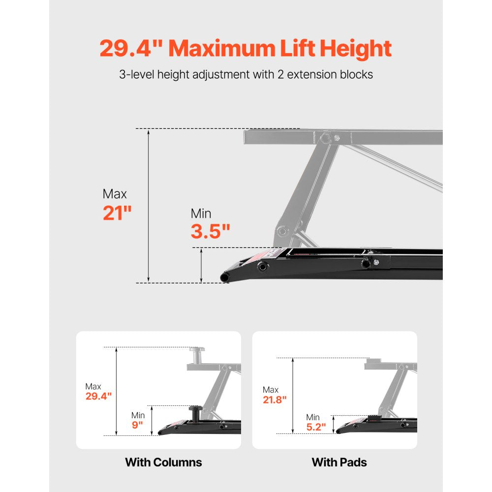 EZJG7000A - 29.4" Adjustable Car Lift, 7000 lbs Capacity with Remote