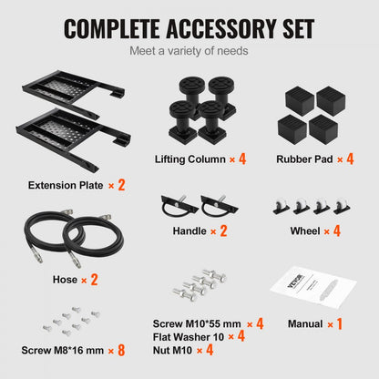 JT-7000 - Heavy-Duty Car Lift, Adjustable Height 10.24" - 26.8"