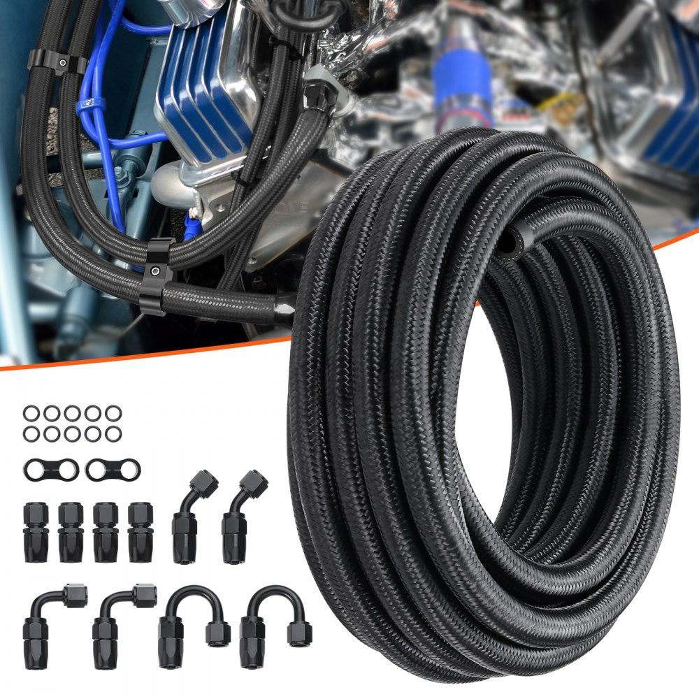 CPE-8AN-20ft - 20FT 8AN Fuel Line Kit, Durable Nylon & Stainless Steel Design