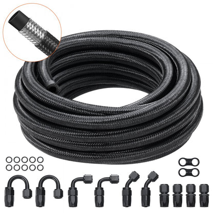 CPE-8AN-20ft - 20FT 8AN Fuel Line Kit, Durable Nylon & Stainless Steel Design