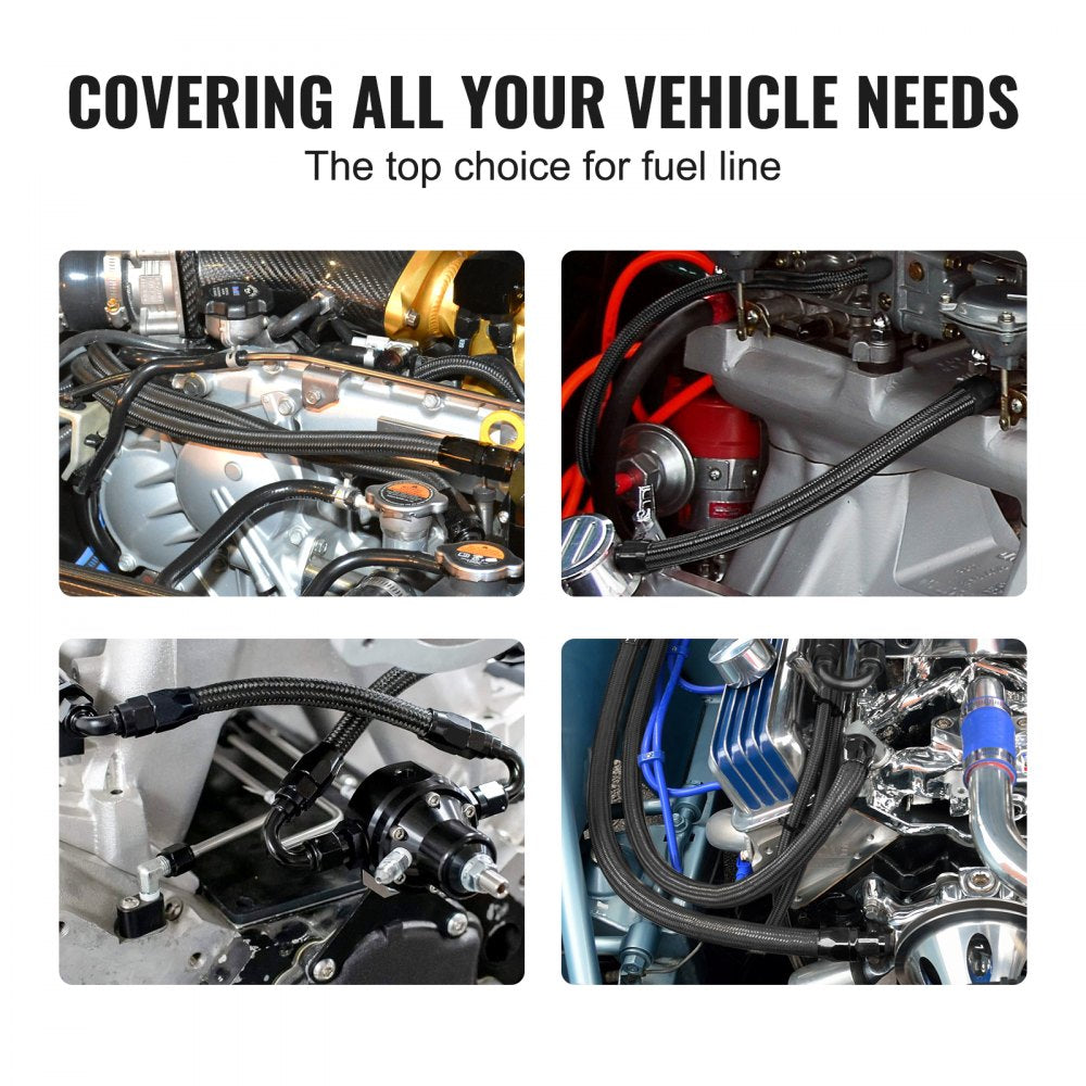 PTFE-6AN-25ft - 25FT 6AN Fuel Line Kit with Swivel Fittings