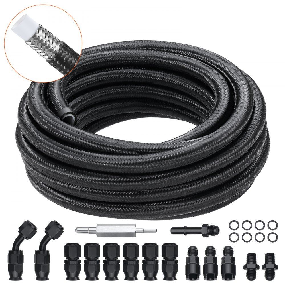 PTFE-6AN-25ft - 25FT 6AN Fuel Line Kit with Swivel Fittings