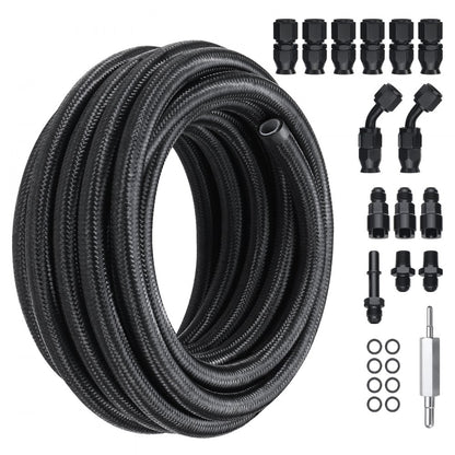 PTFE-6AN-25ft - 25FT 6AN Fuel Line Kit with Swivel Fittings
