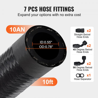 CPE-10AN-10ft - Durable 10AN Fuel Line Kit for High Pressure Performance