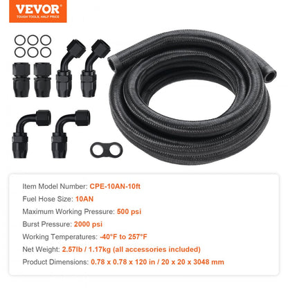 CPE-10AN-10ft - Durable 10AN Fuel Line Kit for High Pressure Performance