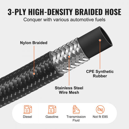 CPE-6AN-20ft - 20ft 6AN Stainless Steel Braided Fuel Line Kit