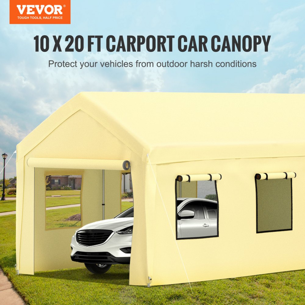 010818245063 - 10x20 ft All-Weather Car Canopy with Heavy-Duty Support