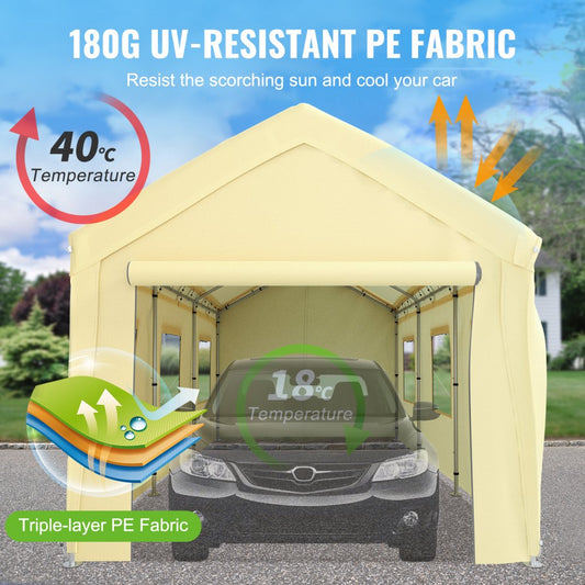 010818245063 - 10x20 ft All-Weather Car Canopy with Heavy-Duty Support