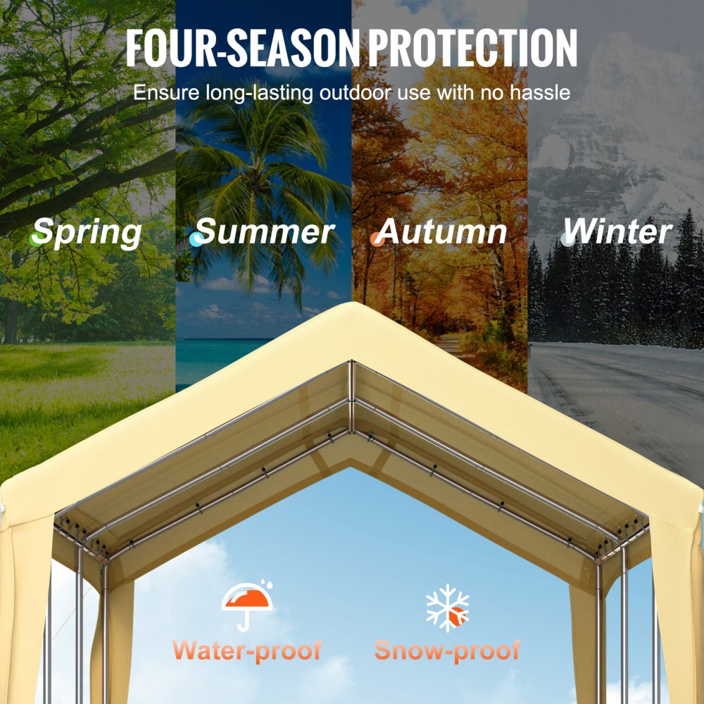 010818245063 - 10x20 ft All-Weather Car Canopy with Heavy-Duty Support